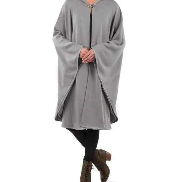 NWT Patricia Nash Women's Hooded Long Cape Topper with Clasp - Grey - Picture 5 of 5